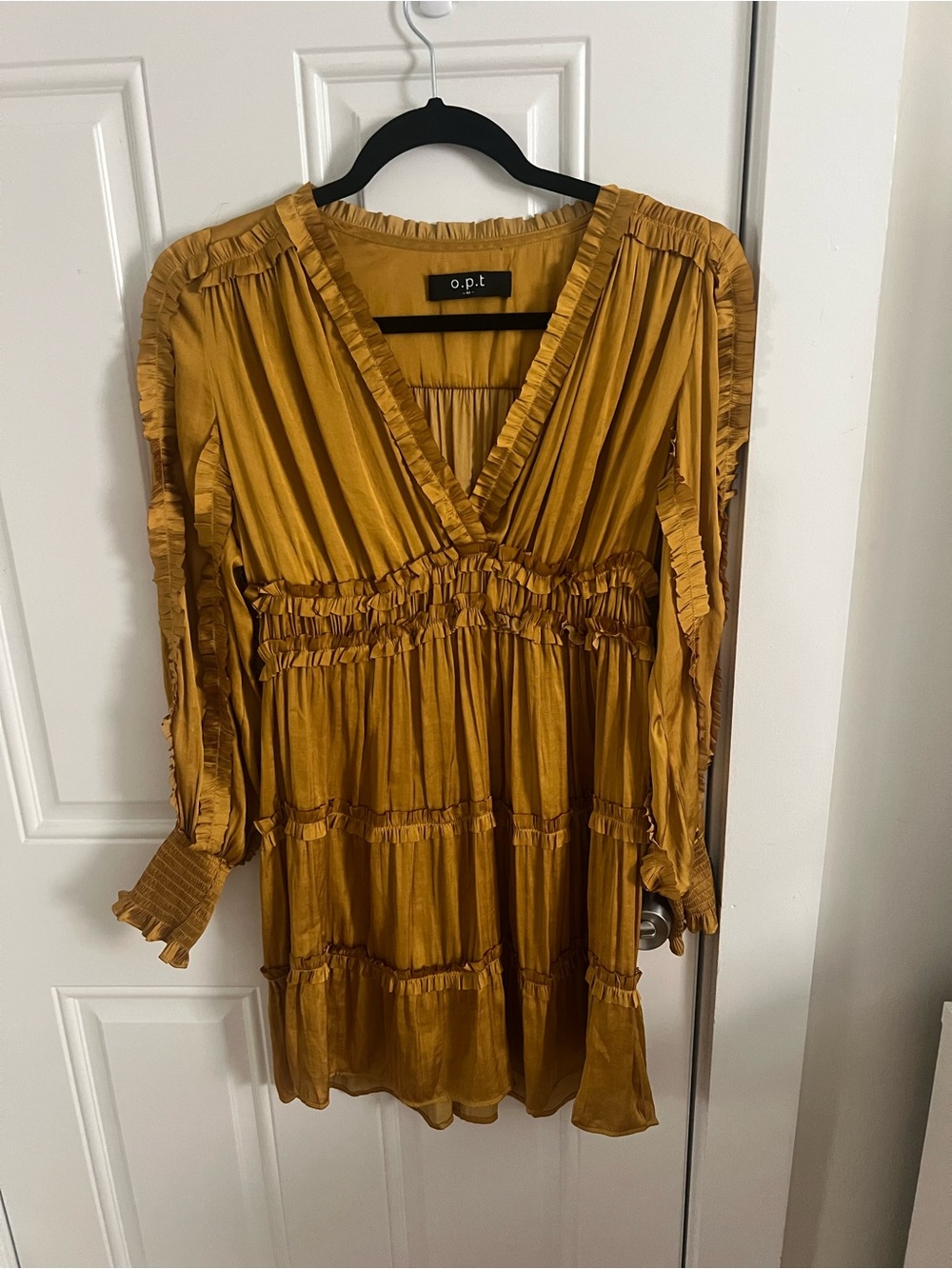 Mustard Yellow Ruffle Mini Dress